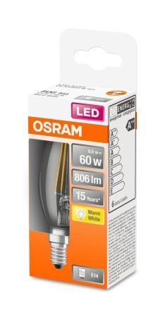 Osram | Osram Parathom Classic LED Filament 60 non-dim 6W/827 E14 żarówka | E14 | 6 W | Ciepła biel