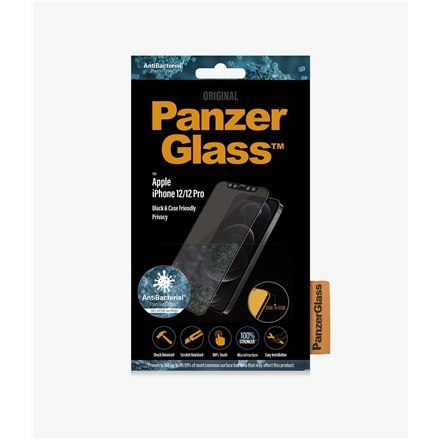 PanzerGlass | Ochraniacz ekranu - szkło | Apple iPhone 12, 12 Pro | Szkło | Czarny | Przezroczysty