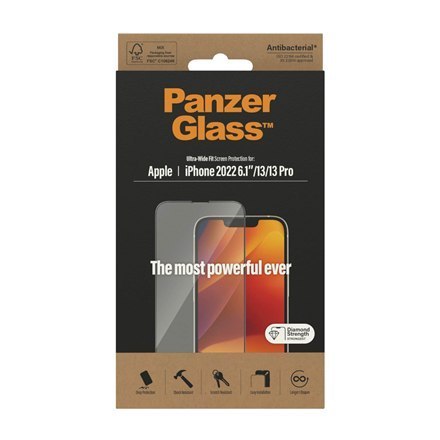 PanzerGlass | Ochraniacz ekranu - szkło | Apple iPhone 13, 13 Pro, 14 | Politereftalan etylenu (PET) | Czarny | Przezroczysty