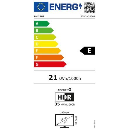 Philips 27M2N3200A/00 | 27 " | IPS | 16:9 | 165 Hz | 4 ms | 1920 x 1080 pixels | 250 cd/m² | HDMI ports quantity 2