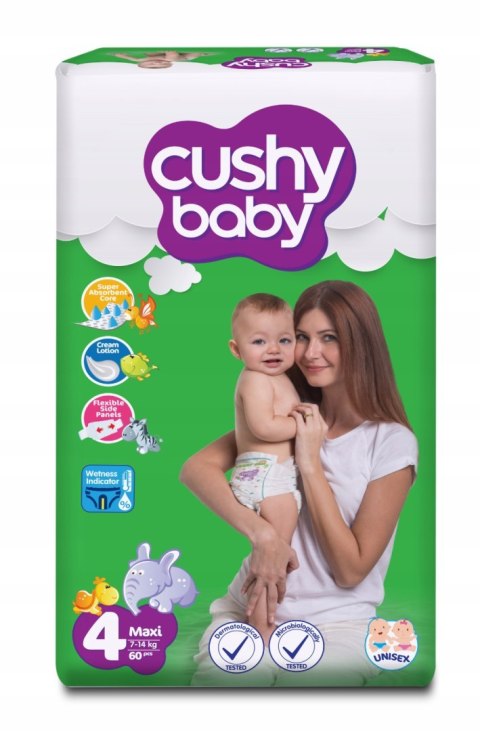 Pieluszki jednorazowe Cushy Baby rozmiar 4, 60 szt.