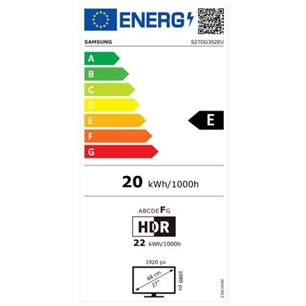 Samsung LS27DG302EUXEN 27" VA Monitor FHD 1920x1080/16:9/250cd/m2/1ms, HDMI, DP