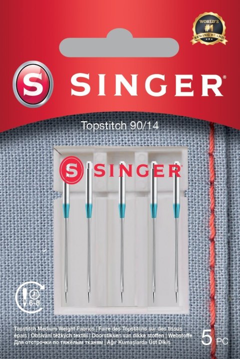 Singer | Topstitch Needle 90/14 5PK Metalic Thread