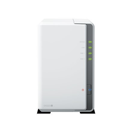 Synology | Tower NAS | DS223j | maksymalnie 2 dyski HDD/SSD | Realtek | RTD1619B | Częstotliwość procesora 1,7 GHz | 1 GB | DDR4