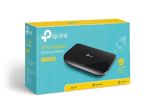 TP-LINK | Przełącznik | TL-SG1008D | Niezarządzalny | Desktop | 1 Gb/s (RJ-45) ilość portów 8 | Typ zasilania Zewnętrzny | 36 mi