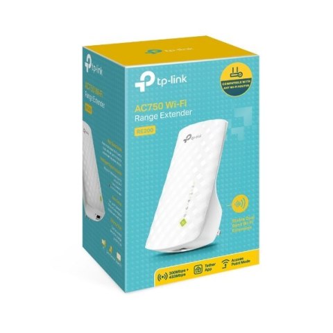 TP-LINK | RE200 | Extender | 802.11ac | 2.4GHz/5GHz | 300+433 Mbit/s | 10/100 Mbit/s | Porty Ethernet LAN (RJ-45) 1 | MU-MiMO Ni