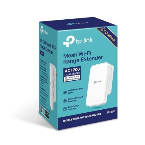 TP-LINK | RE300 | Mesh Extender | 802.11ac | 2.4GHz/5GHz | 300+867 Mbit/s | Ethernet LAN (RJ-45) ports No | MU-MiMO No | no PoE