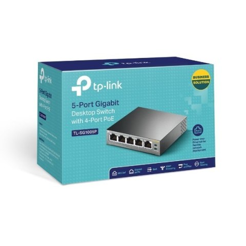 TP-LINK | Switch | TL-SG1005P | Niezarządzalny | Desktop | Porty 1 Gb/s (RJ-45) w liczbie 5 | Porty PoE w liczbie 4 | Typ zasila