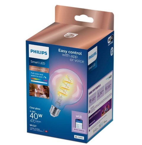 WiZ Philips Smart WiFi Filament Clear G95 E27 6.3W 470Lm RGB Wizarding World