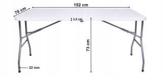 Stół cateringowy RICO składany w walizkę 152 cm biały