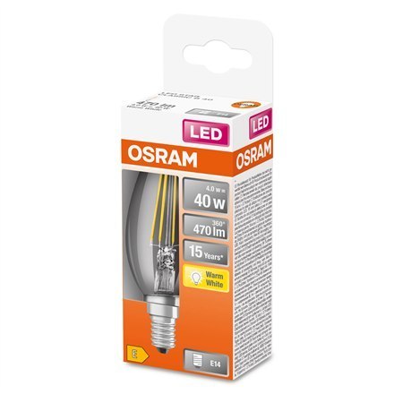 Żarówka Osram Parathom Classic Filament 40 non-dim 4W/827 E14 Osram | Parathom Classic Filament | E14 | 4 W | Ciepła Biel