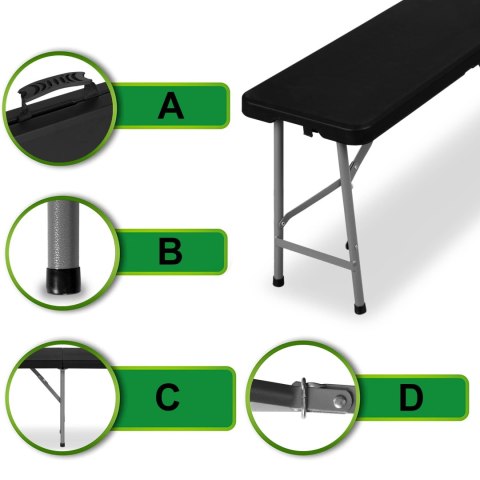 Ławka cateringowa składana 180 cm czarna