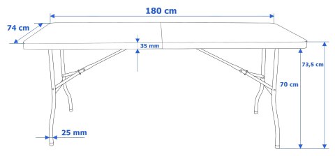 Stół cateringowy FETA składany w walizkę 180 cm czarny