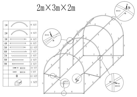 Tunel foliowy - szklarnia ogrodowa AUREA 2x3m