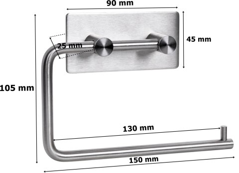 Uchwyt na papier toaletowy srebrny Bozan