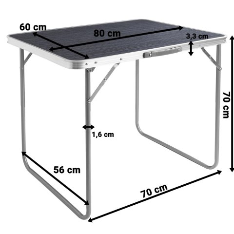 Stół turystyczny CORN kempingowy składany 80x60 cm black wood