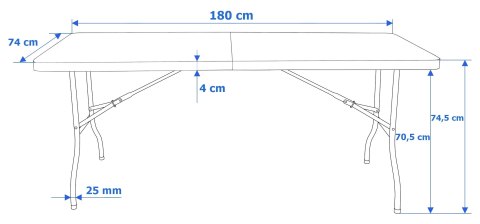 Stół cateringowy RATTAN składany w walizkę - 180 cm czarny