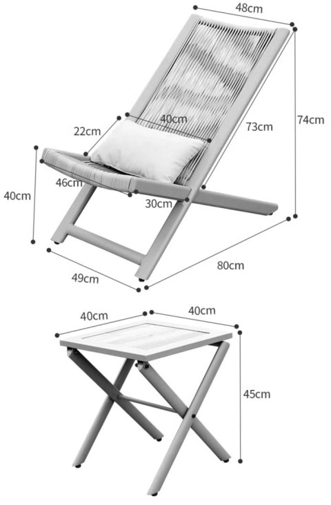 Zestaw mebli tarasowych CHILL SAND leżaki i stolik