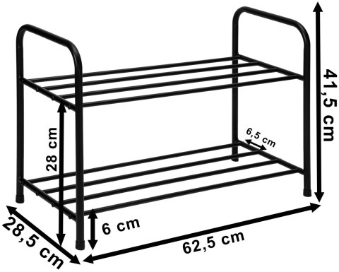 Metalowa półka na buty NORI czarna 2 poziomy