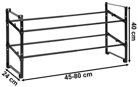 Półka na buty regulowana rozsuwana NAVIA 2 poziomy