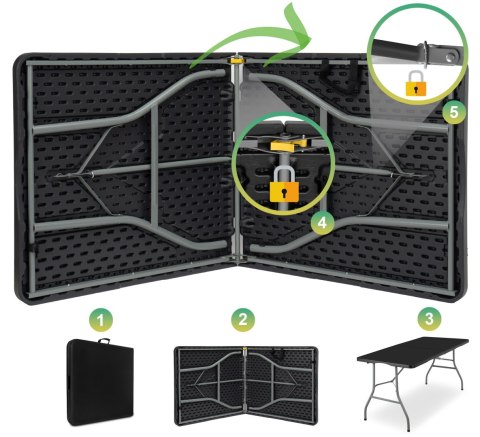 Stół cateringowy RICO składany w walizkę 150 cm czarny