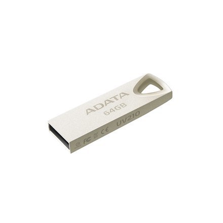 ADATA USB 2.0 UV210 64 GB, Srebrny Metalowej Konstrukcji, Gwarancja 60 Miesięcy