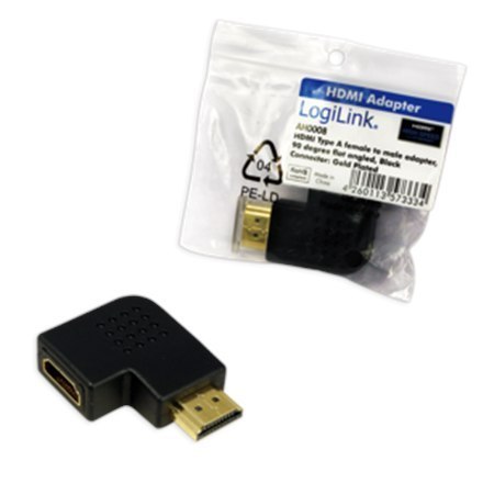 Adapter kątowy Logilink HDMI | 19 pin HDMI typ A | męski | 19 pin HDMI typ A | żeński | czarny