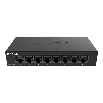 D-Link | Switch | DGS-108GL/E | Niezarządzany | Desktop | Ilość portów 10/100 Mbps (RJ-45) | Ilość portów 1 Gbps (RJ-45) 8 | Ilo