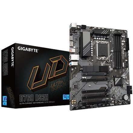 Gigabyte | B760 DS3H 1.0 M/B | Rodzina procesorów Intel | Gniazdo procesora LGA1700 | DDR5 DIMM | Gniazda pamięci 4 | Obsługiwan