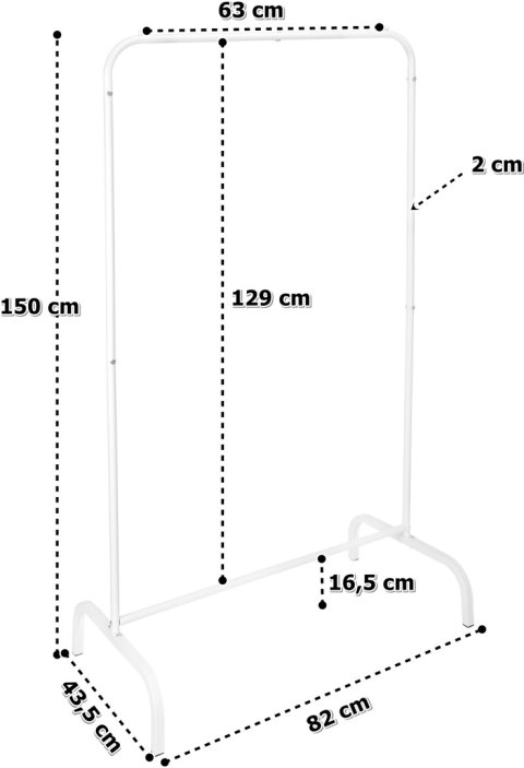 Wieszak stojący na ubrania BADIS biały
