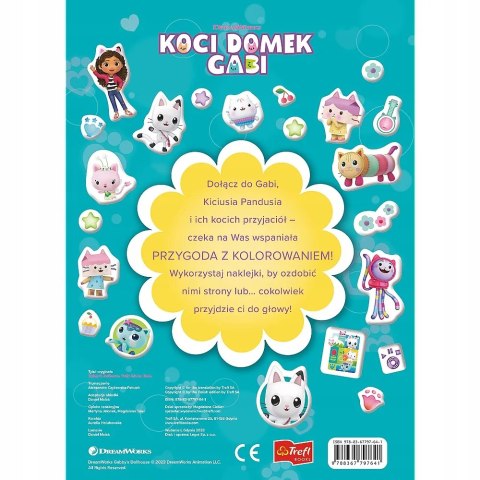 Książecz-kot-ka z dużymi naklejkami kolorowanka Koci domek Gabi Trefl 97641