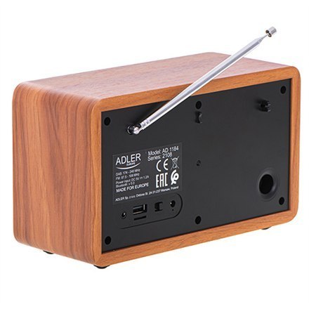 Adler | AD 1184 | Radio DAB+ Bluetooth | Czarny/brązowy | Funkcja alarmu