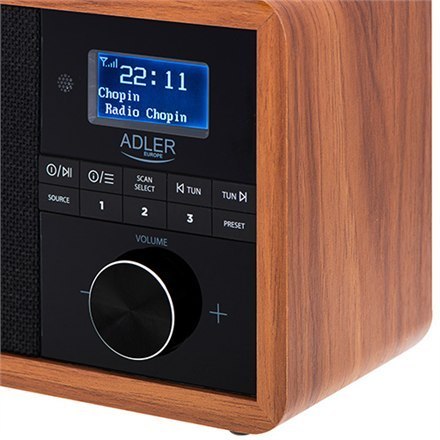 Adler | AD 1184 | Radio DAB+ Bluetooth | Czarny/brązowy | Funkcja alarmu