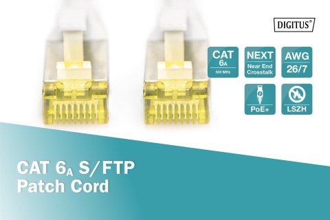 Digitus | CAT 6a | Kabel krosowy | Skrętka ekranowana (SFTP) | Męski | RJ-45 | Męski | RJ-45 | Szary | 1 m