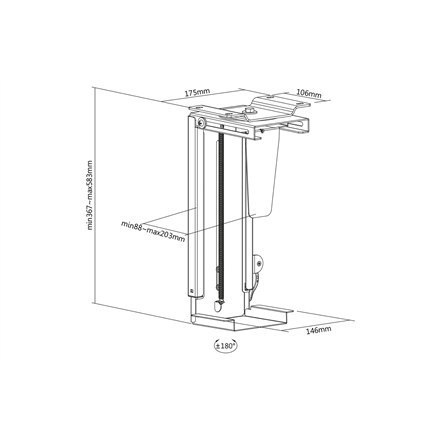 Digitus | Uchwyt stołowy PC | 30-51 cm | DA-90411 | " | Stal | Czarny