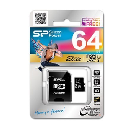 Silicon Power | Elite UHS-I | 64 GB | MicroSDXC | Pamięć flash klasy 10 | Adapter SD