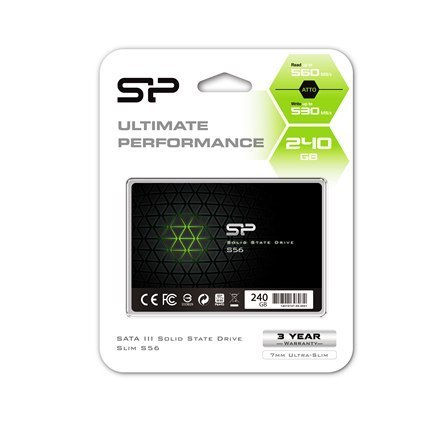 Silicon Power | S56 | 240 GB | Format SSD 2,5" | Interfejs SSD SATA | Prędkość odczytu 460 MB/s | Prędkość zapisu 450 MB/s