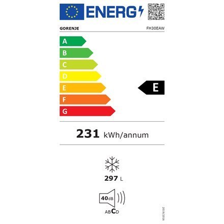 Zamrażarka | FH30EAW | Klasa efektywności energetycznej E | Skrzyniowa | Wolnostojąca | Wysokość 84,7 cm | Pojemność całkowita n