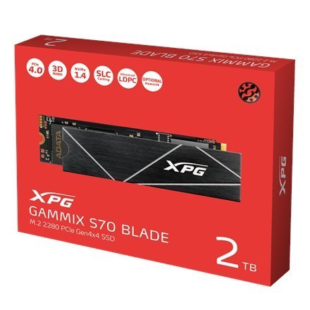 ADATA | XPG Gammix S70 BLADE | 2000 GB | Dysk SSD w formacie M.2 2280 | Interfejs PCIe Gen4x4 | Prędkość odczytu 7400 MB/s | Prę