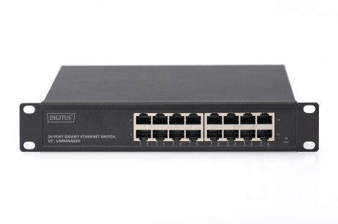 Digitus | 16-portowy przełącznik Gigabit Ethernet | DN-80115 | Niezarządzany | Do montażu w szafie | Ilość portów 10/100 Mb/s (R