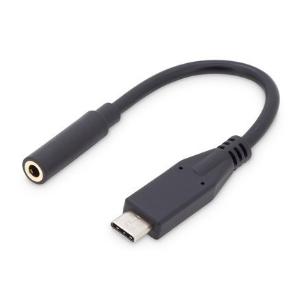 Digitus | Adapter USB-C do gniazda słuchawkowego | Żeńskie | 24-pinowe USB-C | Mini-phone stereo 3,5 mm | Czarne | 0,2 m