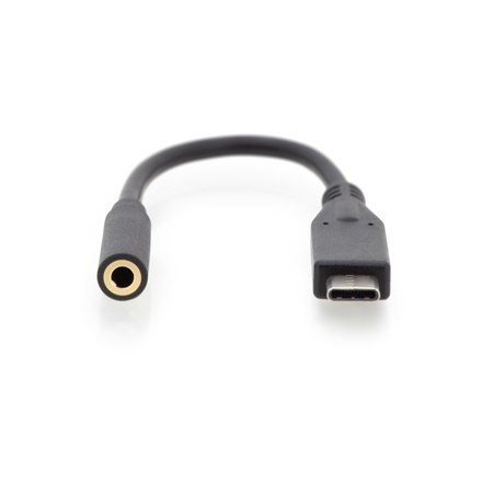 Digitus | Adapter USB-C do gniazda słuchawkowego | Żeńskie | 24-pinowe USB-C | Mini-phone stereo 3,5 mm | Czarne | 0,2 m