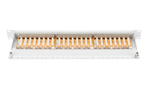 Digitus | Patch Panel | DN-91624S | Biały | Kategoria: CAT 6; Porty: 24 x RJ45; Wytrzymałość: 7,7 kg; Siła wkładania: 30N max |