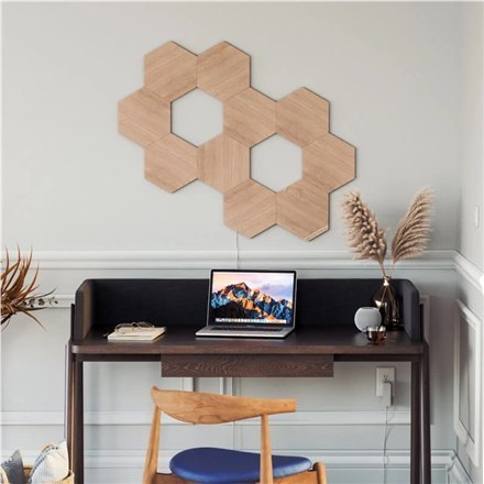 Nanoleaf | Elements Wood Look Hexagons Starter Kit (7 panels) | W | Cool White + Warm White