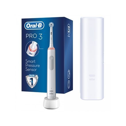 Oral-B | Pro3 3500 Czułe Czyszczenie | Elektryczna szczoteczka do zębów | Niestandardowy | Dla dorosłych | biały | 1 Końcówka W