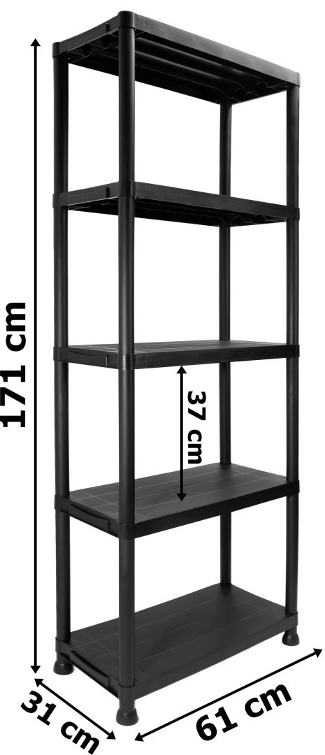 Regał plastikowy IRVING 5 poziomów czarny