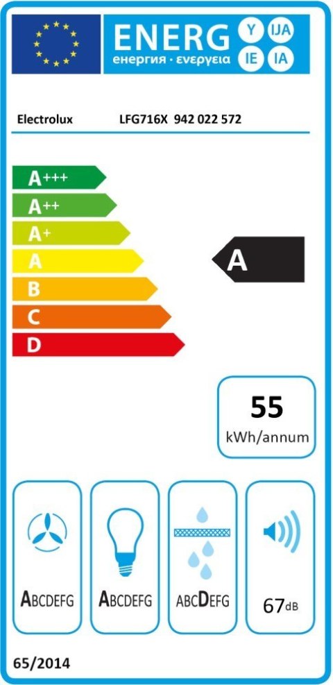 Electrolux | Hood | LFG716X | Built-in | Energy efficiency class A | Width 54 cm | 580 m³/h | Electronic | LED | Stainless steel