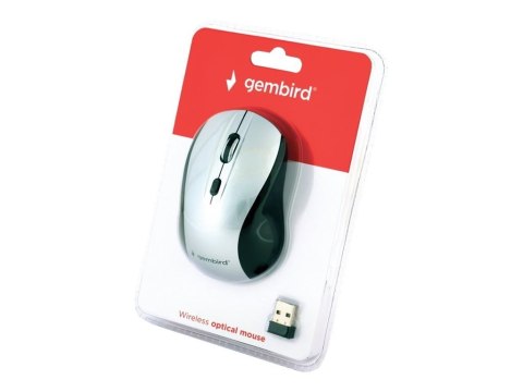 Gembird | Myszka Optyczna MUSW-4B-02-BS Bezprzewodowa USB Czarno-Srebrna