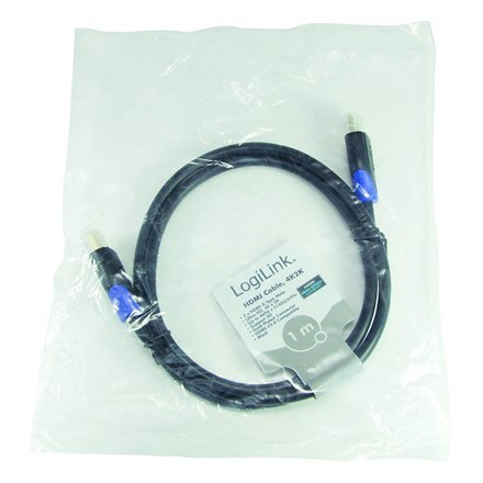 Kabel HDMI Logilink | Wysoka prędkość z funkcją Ethernet | Męski | 19 pin HDMI typ A | Męski | 19 pin HDMI typ A | 1 m | Czarny