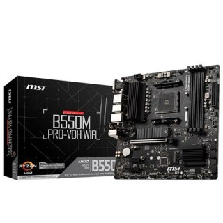 MSI | B550M PRO-VDH WIFI | Rodzina procesorów AMD | Gniazdo procesora AM4 | DDR4 | Gniazda pamięci 4 | Liczba złączy SATA | Chip